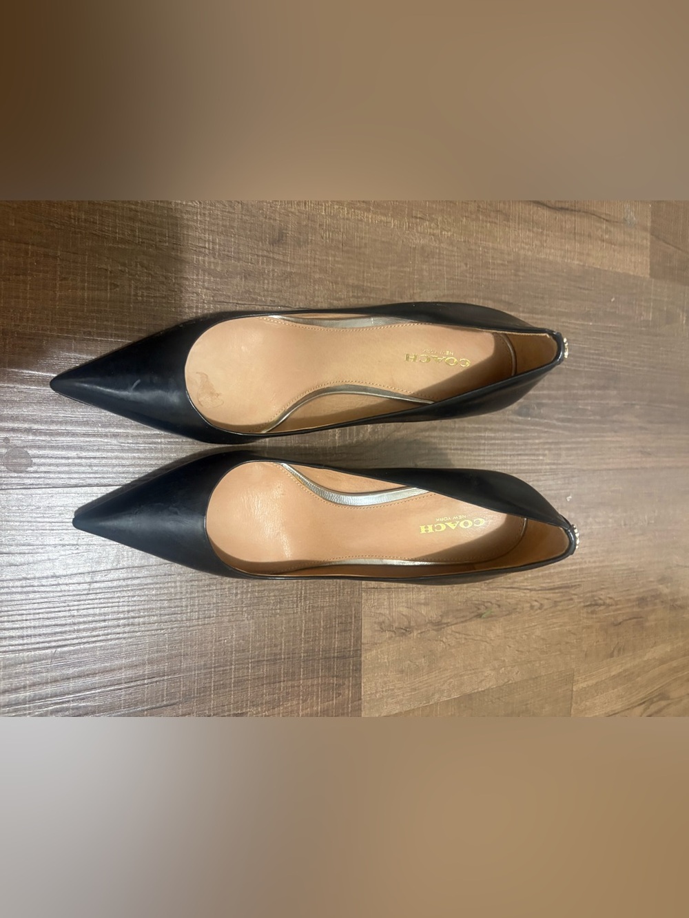 Coach Black Pointed Leather Pumps